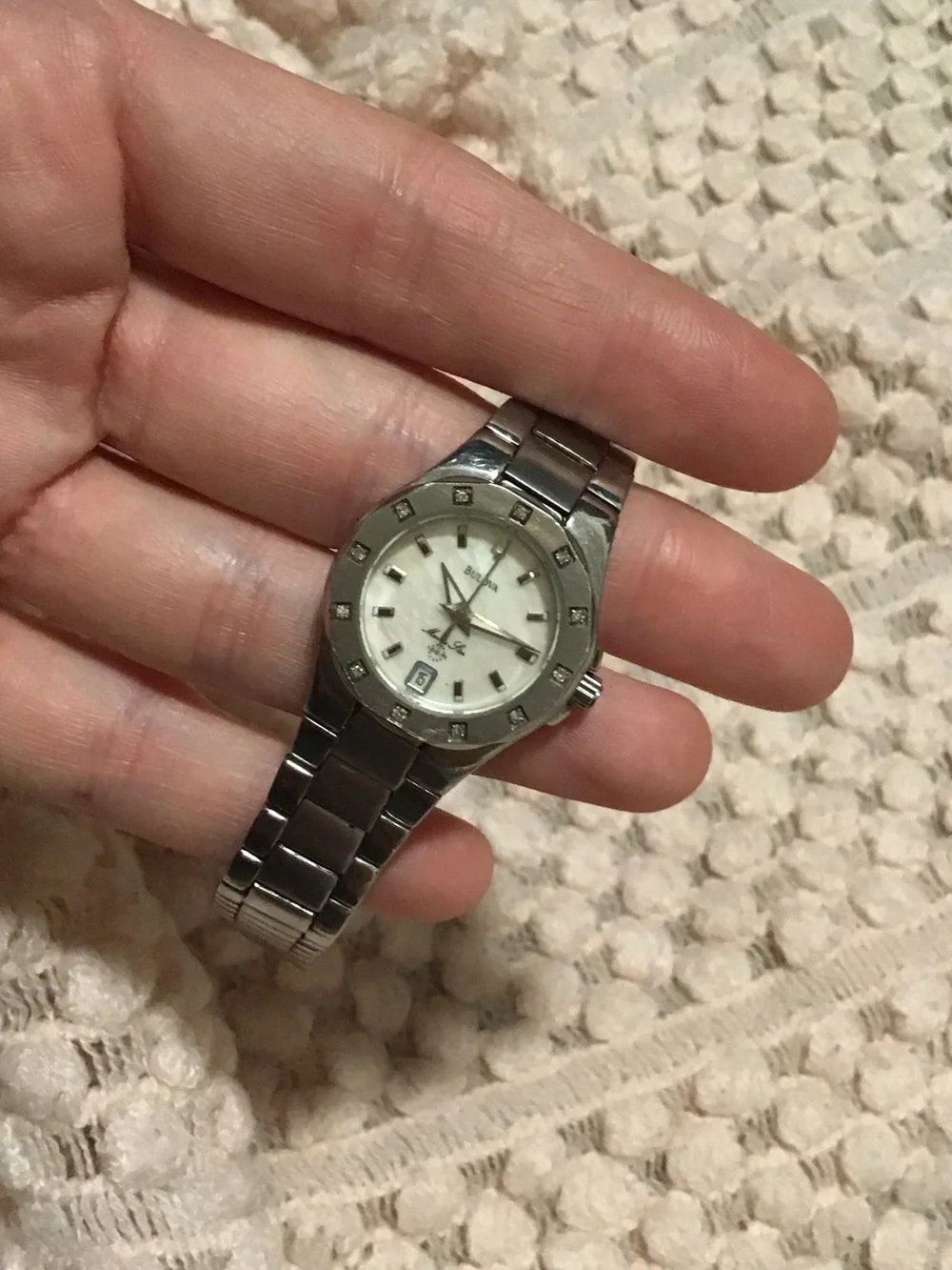 Bulova Silver and White Women's Marine Star diamond accent watch